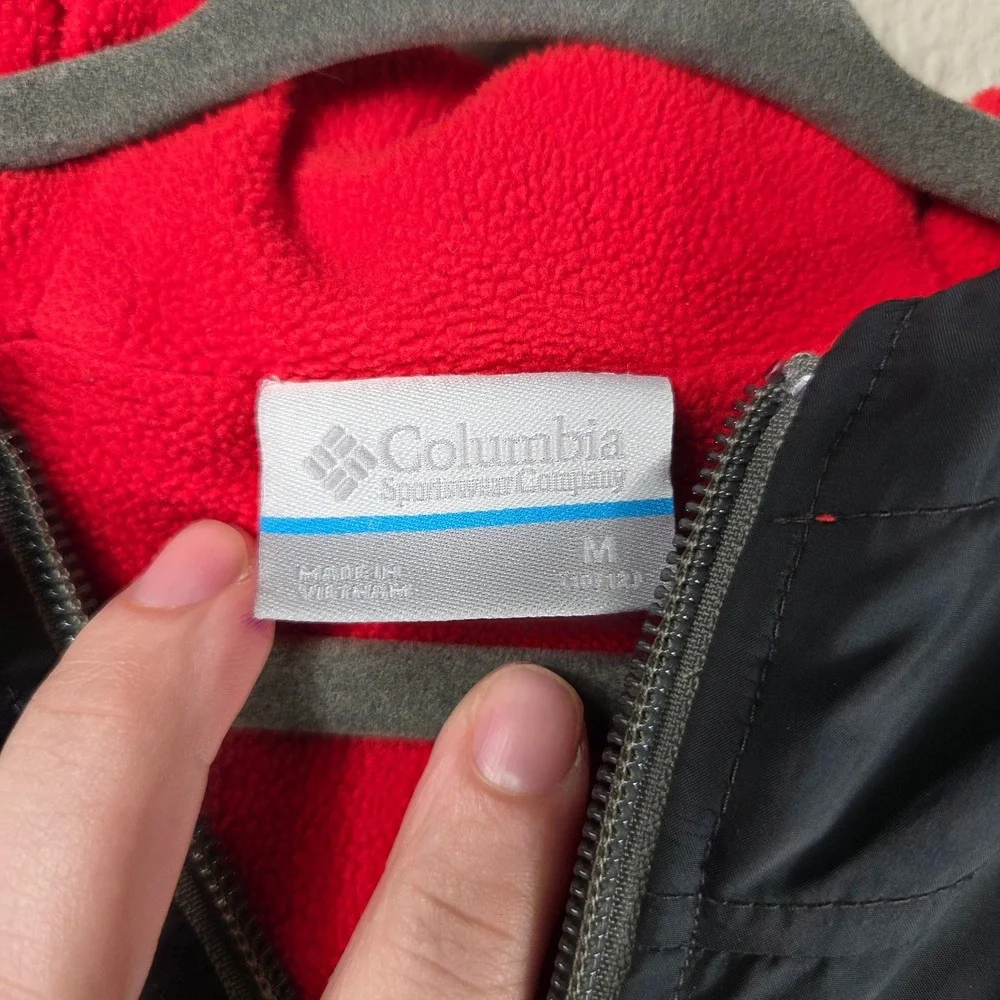 Columbia Kids Youth Medium Fleece Lined Hooded Jacket Black Gray Red